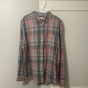 Lightweight Weatherproof Button Down Multicolored bright flannel pattern